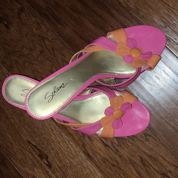 💕🧡Solanz Pink/Orange Daizie Mule💕🧡Size 11 - Picture 1 of 9